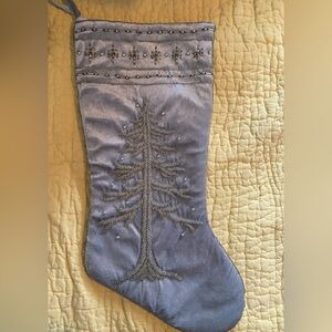 Embroidered Silver Christmas Stocking